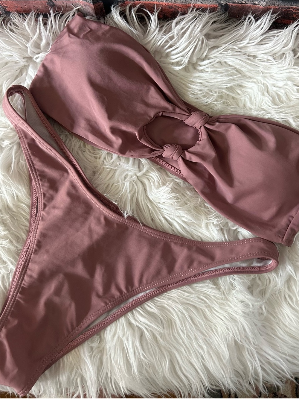 SHEIN Dusty Rose Bandeau Two-Piece Bikini Set
